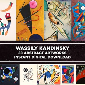 33 Obras de pinturas abstratas de Wassily Kandinsky | Arte de parede para impressão do pacote de imagens HQ | Download digital instantâneo para uso comercial