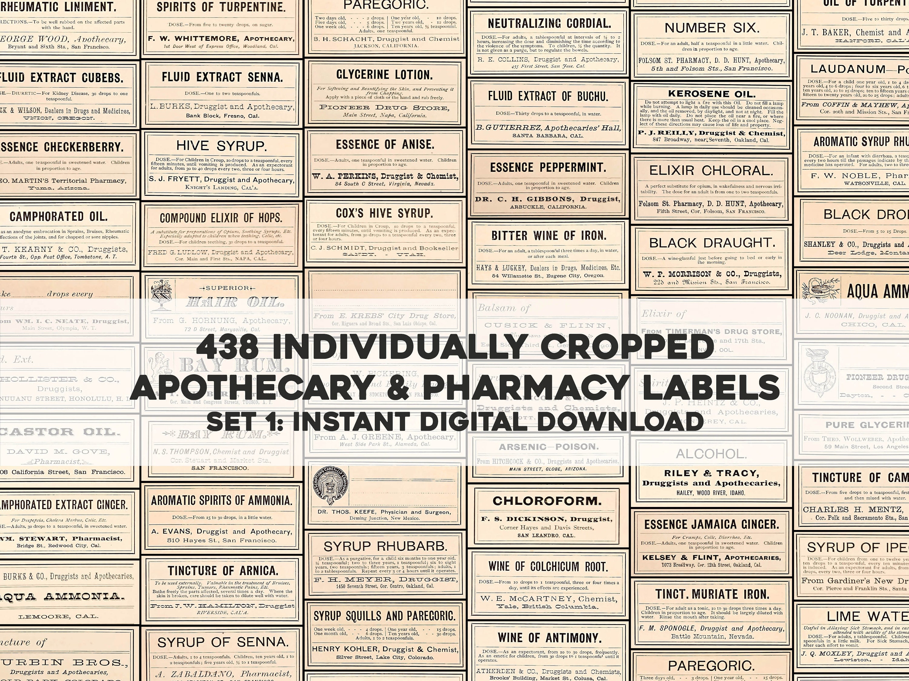 Old pharmacy labels - Etsy 日本