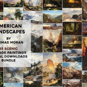 35 hermosas pinturas de paisajes americanos Thomas Moran / paquete de imágenes HQ arte de pared imprimible / descarga digital instantánea uso comercial