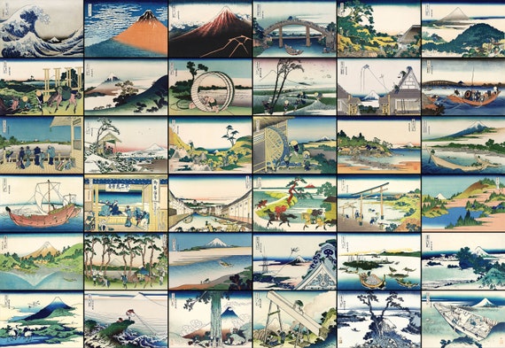 36 Views of Mt. Fuji Hokusai Japanese Woodblock Prints | HQ Image
