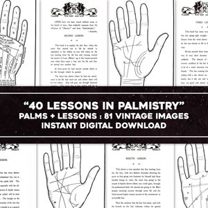 40 lezioni in immagini di chiromanzia con guide Palm Reading / HQ Image Bundle Printable Wall Art / Download digitale istantaneo / Uso commerciale