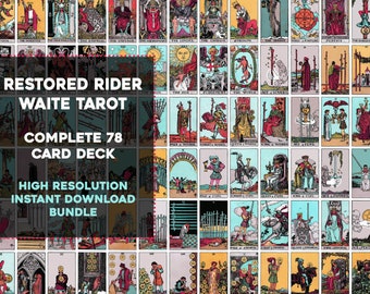 Complete Set Creamsicle Rider Waite Smith Tarot Card Deck | High Resolution Image Bundle Instant Download | Printable Wall Art Collage Kit
