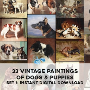 33 Precious Dog & Puppy Full Color Paintings Reichert | HQ Image Bundle Printable Wall Art | Instant Digital Download commercial use 1