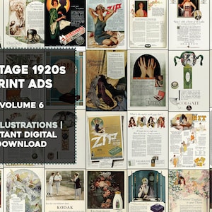 53 anúncios impressionantes de impressão vintage dos anos 20 | Pacote de imagens HQ | Download Digital Uso Comercial | Álbum de recortes do diário de lixo efêmero 6