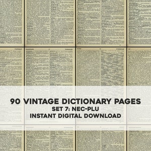 Conjunto de 90 páginas de dicionário de inglês antigo 7 NEC-PLU | Pacote de recursos de imagem HQ | Download digital instantâneo para uso comercial