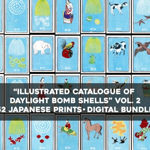 Bombes de la lumière du jour japonaises Set 2 Wall Art/Haute qualité Image Bundle Jinta Hirayama Ornemental Woodblock Peinture Utilisation commerciale numérique