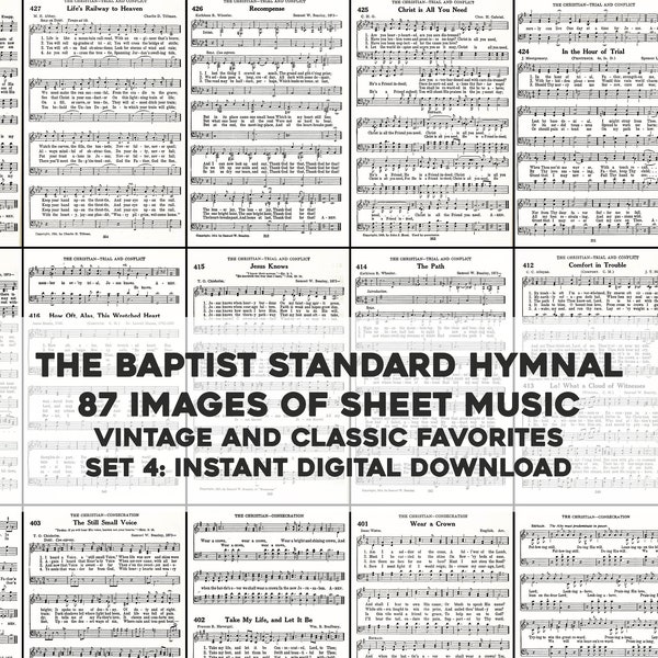 87 Baptist Standard Hymnals Church Psalms Hymns Vintage Sheet Music | HQ Image Bundle | Instant Digital Download Commercial Use 4