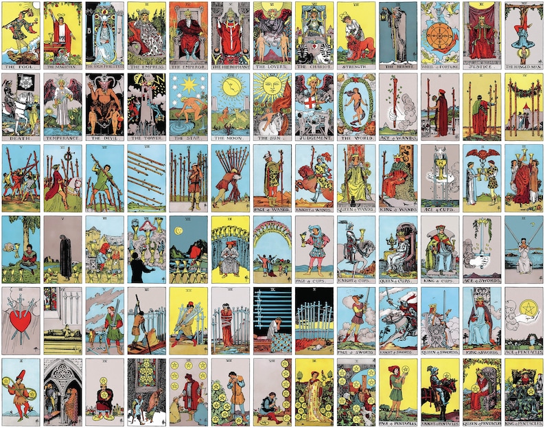 Complete Set Rider Waite Smith Tarot Card Deck | High Resolution Image ...