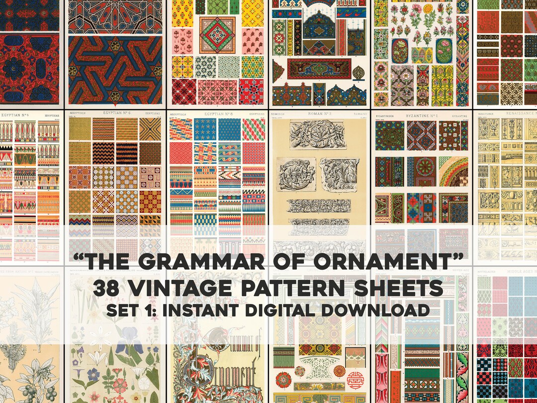 38 Grammar of Ornamental Design & Pattern Sheets Vintage Image Bundle