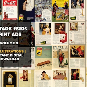 53 anúncios impressionantes de impressão vintage dos anos 20 | Pacote de imagens HQ | Download Digital Uso Comercial | Álbum de recortes do diário de lixo efêmero 3