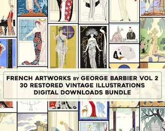 George Barbier Vol. 2 Restored High Resolution Image/Printable Wall Art bundle | 1920's Art Deco French Women Flapper Girls Commercial Use