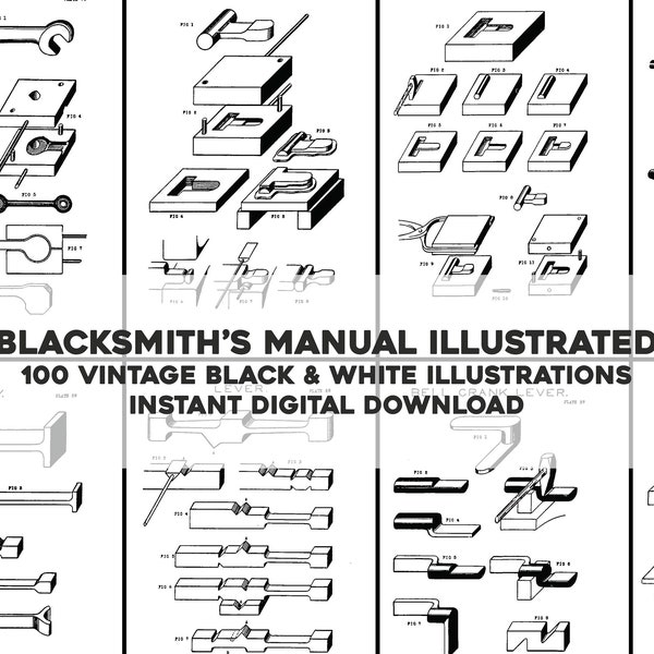 100 Blacksmith Tools Illustrations Engineer Manual | Image Bundle Printable Art | Instant Digital Download | Commercial Use