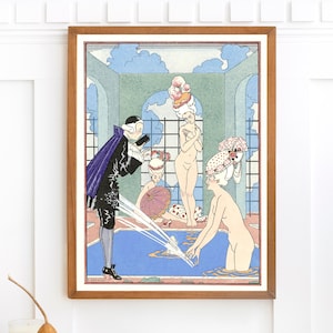 Cartel francés vintage L&#39;Eau de George Barbier / Arte de pared imprimible único / Art Nouveau 1920s Art Deco Descarga digital