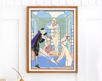 Cartel francés vintage L'Eau de George Barbier / Arte de pared imprimible único / Art Nouveau 1920s Art Deco Descarga digital