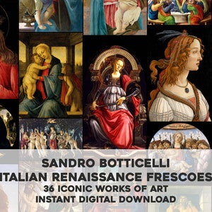 36 Masterpieces Sandro Botticelli Artworks Paintings | HQ Image Bundle Printable Wall Art | Instant Digital Download Commercial Use