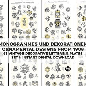 Ensemble de 63 pages monogrammes décoratifs ornementaux | Lot d'oeuvres d'art et d'artisanat d'art vintage | Téléchargement numérique instantané Utilisation commerciale