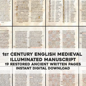 19 Wunderschöne Lateinische Handschriften Seiten | IQ Restaurierte Vintage Image Bundle Ressourcen | Sofortiger digitaler Download für kommerzielle Nutzung