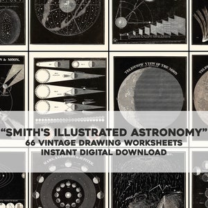 32 Restaurierte Illustrierte Astronomie Bilder Astronomische Karten | Druckbare Bild-Bundle Bastelressourcen | Digitaler Download Kommerzielle Nutzung