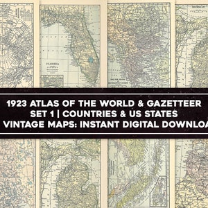 37 Coole Vintage Karten von 1923 Atlas der Welt | HQ Bild/Druckbare Wandkunst Bundle | Sofortiger digitaler Download Kommerzielle Nutzung 1