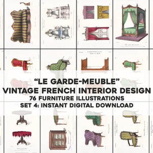 76 Lovely 1800&#39;s French Home Furniture & Decor Illustrations  | HQ Image Bundle Printable Art | Instant Digital Download Commercial Use 4