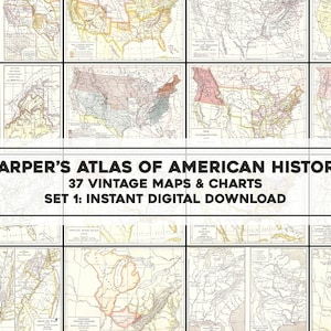 37 Vintage USA & State Maps aus den 1920er Jahren Atlas der amerikanischen Geschichte | Bild/druckbare Wandkunst Bundle | Sofortiger digitaler Download Kommerzielle Nutzung 1
