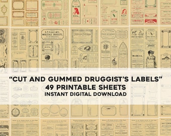 49 fogli stampabili di Vintage Apothecary Druggist Pharmacy Labels Tonics Ephemera / Download digitale istantaneo / Uso commerciale fisico