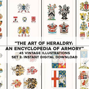 45 Restored Heraldry Coat of Arms Armory Images Set 2 | HQ Image Bundle/Printable Wall Art | Instant Digital Download Commercial Use