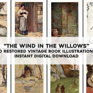 The Wind in the Willows Illustrated Book Pages | 10 HQ Restored Images | Instant Digital Download Commercial Use