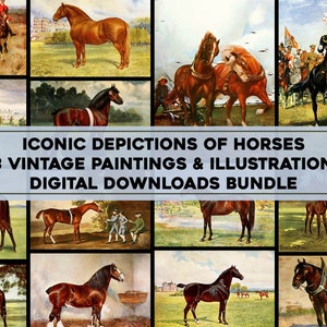 20+ vintage Horse Equestrian Illustrations Bundle Printable Wall Art Digital Download | Races de concours d'équitation équestre vintage