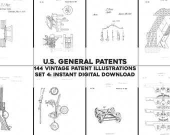 144 Assorted Restored Patents Drawings Set 4 | HQ Image Bundle Printable Wall Art | Instant Digital Download Physical Commercial Use