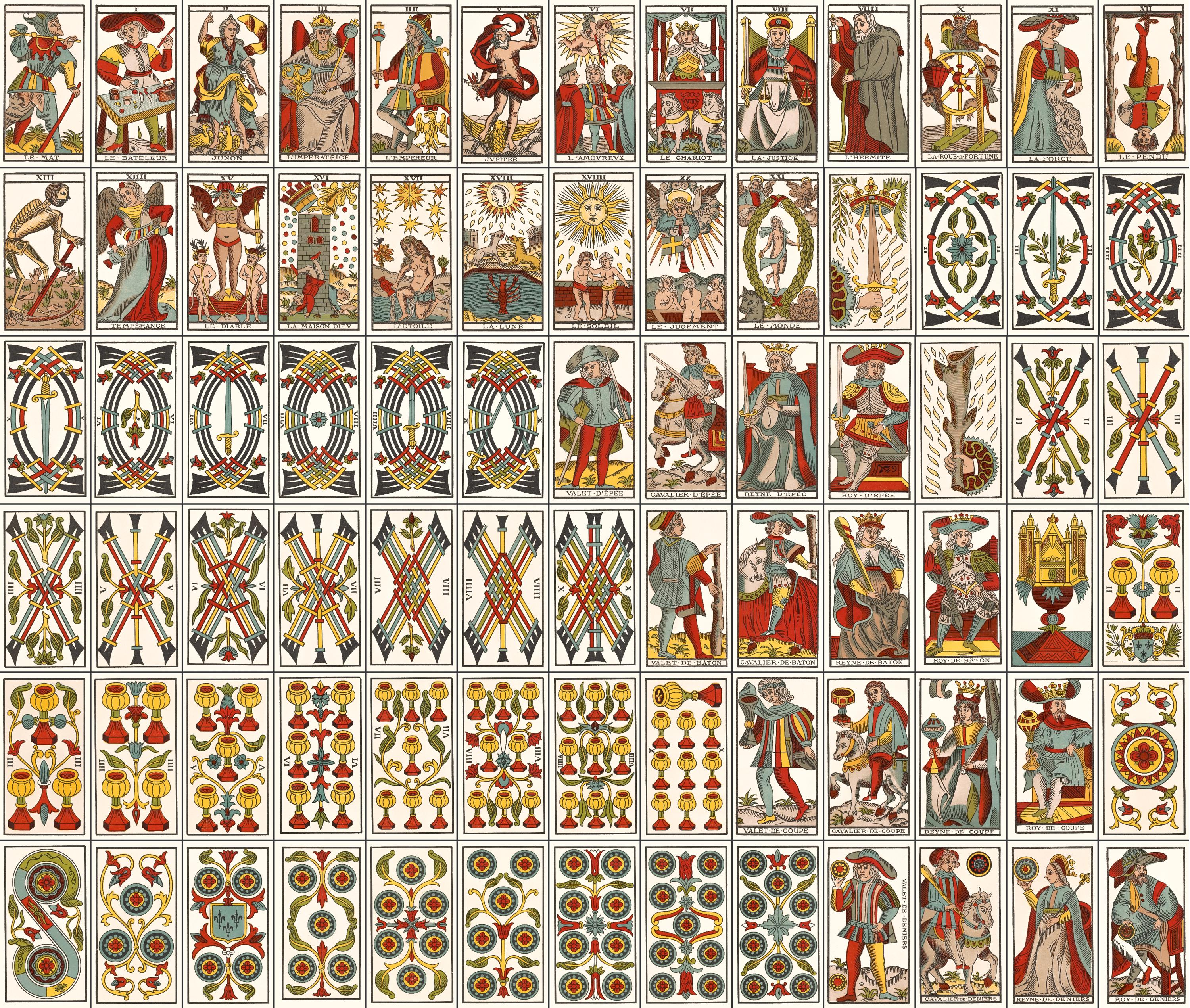 Tarot Besancon Marseille Type Rare Old Tarot Deck Complete 78