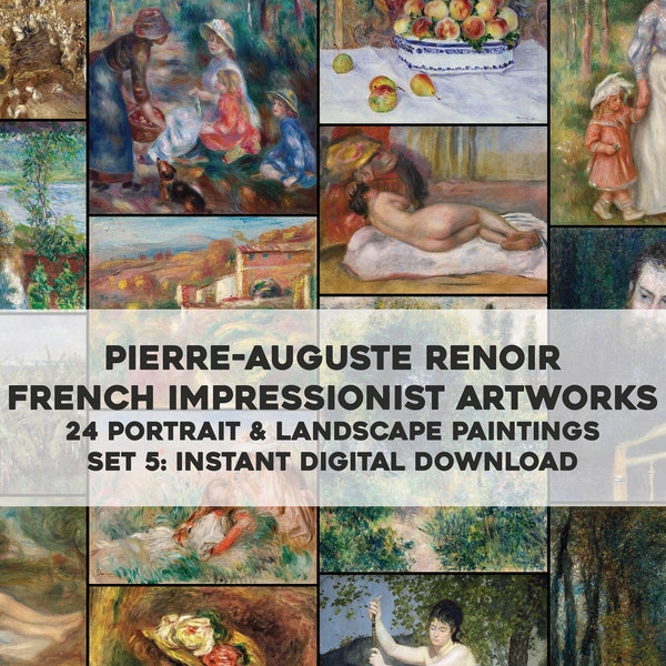 24 Pierre Renoir Impressionist Paintings | HQ Image Bundle Printable Wall Art Classic Paintings Instant Digital Download Commercial Use 5