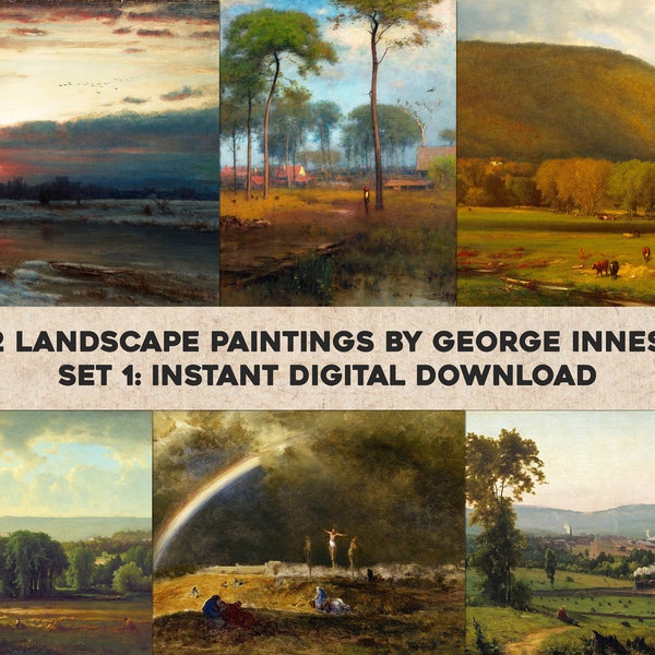 32 Beautiful Landscape Paintings by George Inness | HQ Image Bundle Printable Wall Art | Instant Digital Download Commercial Use 1