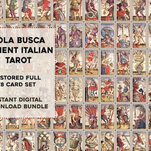 Restaurado Antiguo italiano Sola Busca Tarot Deck Descarga instantánea completa Paquete digital Imágenes de alta resolución Zodiaco de astrología imprimible