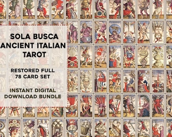 Restored Ancient Italian Sola Busca Tarot Deck Complete Instant Download Digital Bundle High Resolution Images Printable Astrology Zodiac