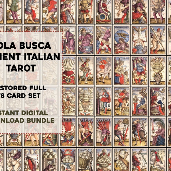 Restaurado Antiguo italiano Sola Busca Tarot Deck Descarga instantánea completa Paquete digital Imágenes de alta resolución Zodiaco de astrología imprimible