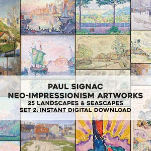 25 Paul Signac Pointillism Post Impressionist Paintings | HQ Image Bundle Printable Wall Art | Instant Digital Download Commercial Use 2