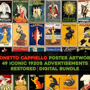 Leonetto Cappiello Jugendstil druckbare Wand Kunst Bundle Vintage Frauen Porträt Grafik Poster Anzeigen Floral Digitaler Download Kommerzielle Nutzung