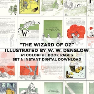 61 páginas de ilustraciones de El mago de Oz Denslow / Paquete de imágenes HQ Arte de pared imprimible / Descarga digital instantánea Uso comercial 1