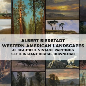 43 Gorgeous Western Landscape Paintings Albert Bierstadt | HQ Image Bundle Printable Wall Art | Instant Digital Download Commercial Use 3