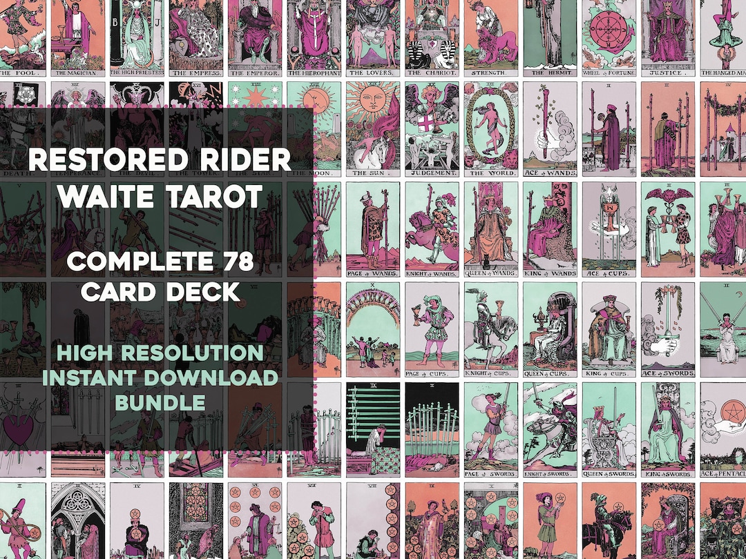 Restored Alternate Colored Pastel Rider Waite Smith Complete Tarot Card ...