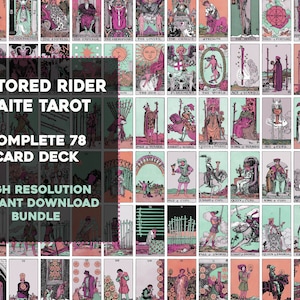 Restaurado color alternativo Pastel Rider Waite Smith completo Tarot Card Deck / Paquete de imágenes de alta resolución Descarga digital instantánea