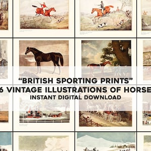 36 Cool Vintage British Horse Sportsman Print Images | HQ Image Bundle Printable Wall Art | Instant Digital Download Commercial Use