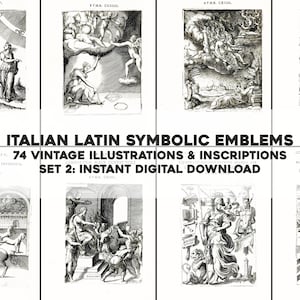 74 emblemas latinos esotéricos restaurados Set 2 / Paquete de imágenes HQ/Arte de pared imprimible / Descarga digital instantánea Uso comercial