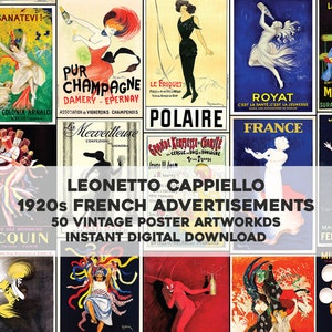 50 Leonetto Cappiello Jugendstil druckbare Wand Kunst Bundle Vintage Frauen Portrait Grafik Poster Werbung Floral Digitaler Download Kommerzielle Nutzung