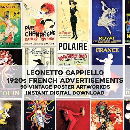 50 Leonetto Cappiello Art Nouveau Printable Wall Art Bundle