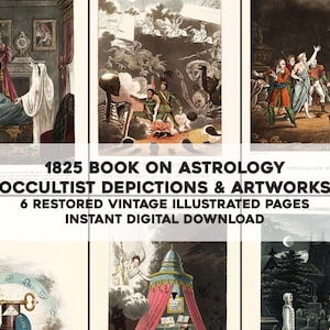 Páginas para colorear de libros de astrología del siglo XIX / 6 páginas ocultistas restauradas / Paquete de recursos con imágenes antiguas / Descarga digital instantánea para uso comercial