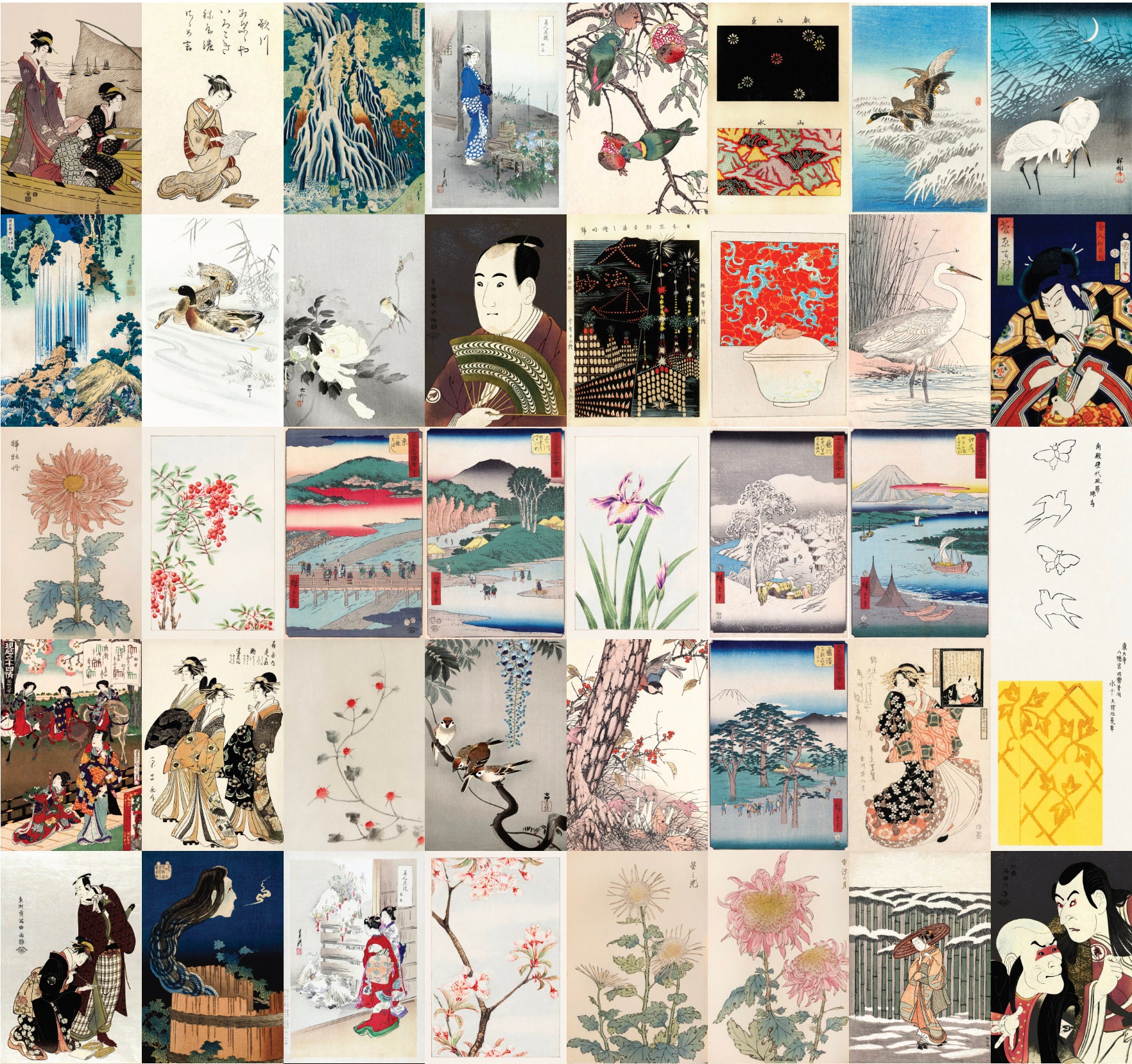 130 Pcs Japanese Artwork COLLAGE KIT SET 4"x6" Printable Wall Art ...
