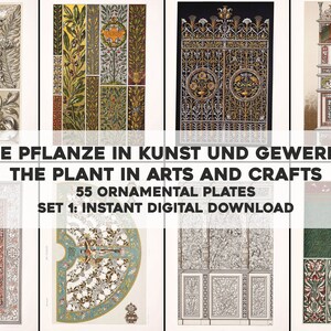 55 The Plant in Arts & Crafts Ornament Design Illustrations | HQ Image Bundle Printable Wall Art | Instant Digital Download Commercial Use 1
