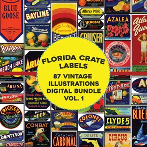 Vintage Citrus and Vegetable/Produce/Farm Crate Labels Vol. 1 1930's - 1950's | High Res Image Bundle | Digital Download Commercial Use